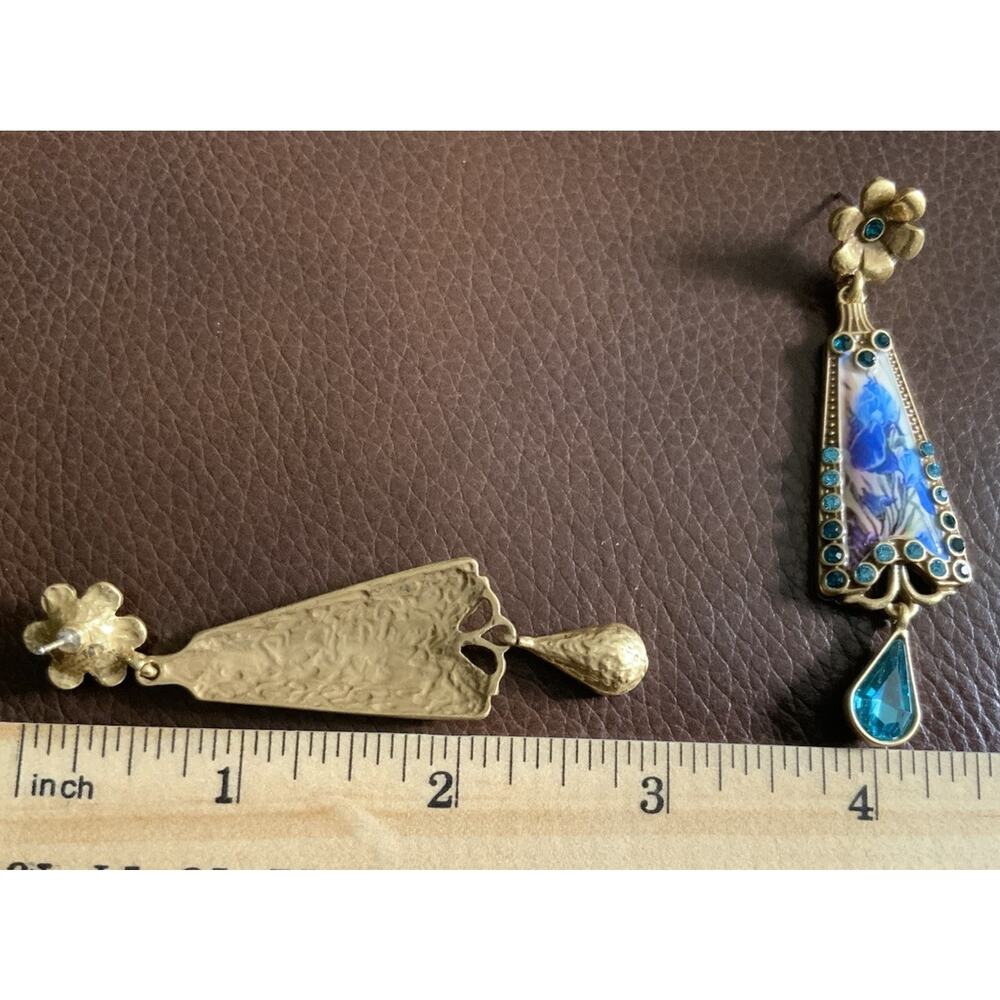 Iris Court Earrings Museum Gold Flower Art Deco VTG Antique Deco Floral Palace - Picture 6 of 7